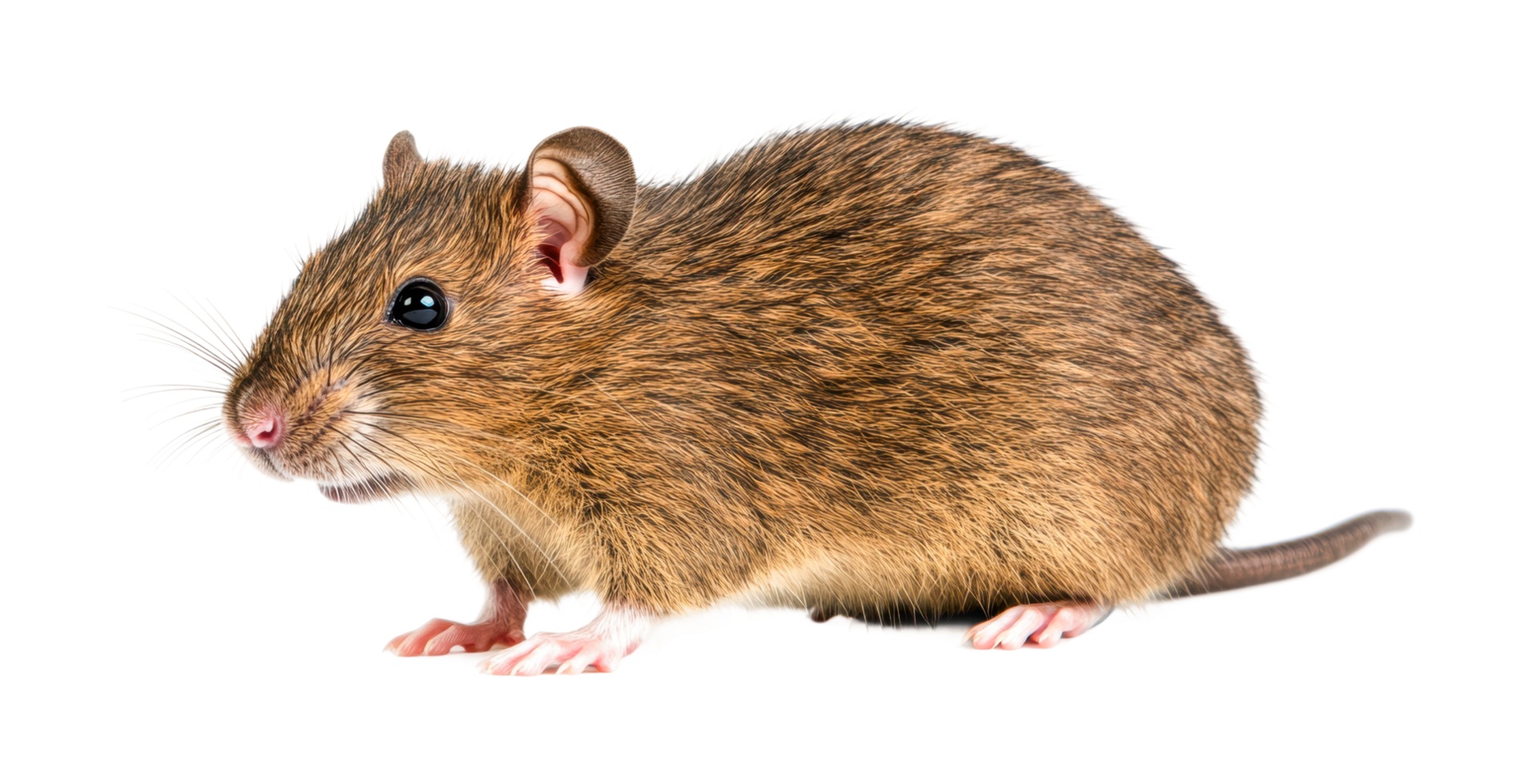 Close-up of a curious brown rat with whiskers, cut out png