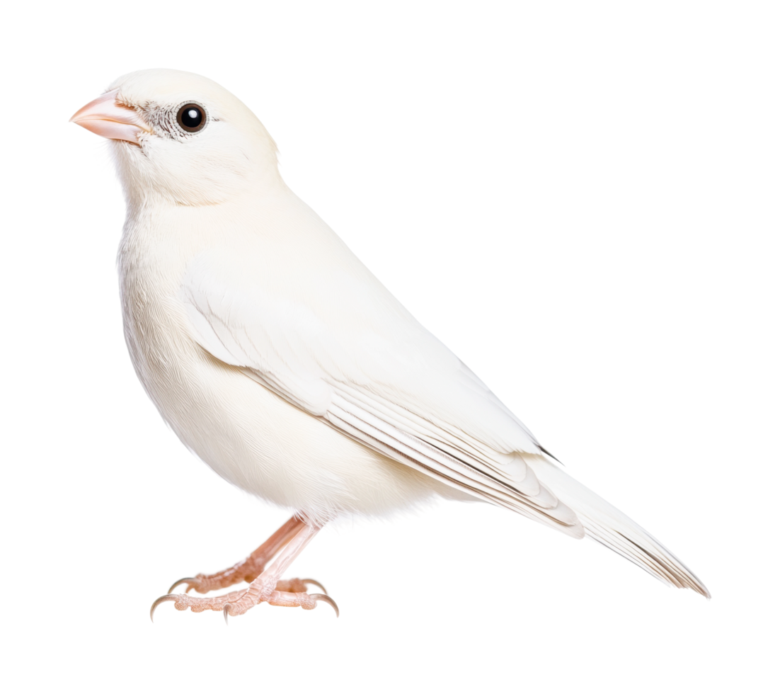 Close-up of albino finch perched on branch, cut out png