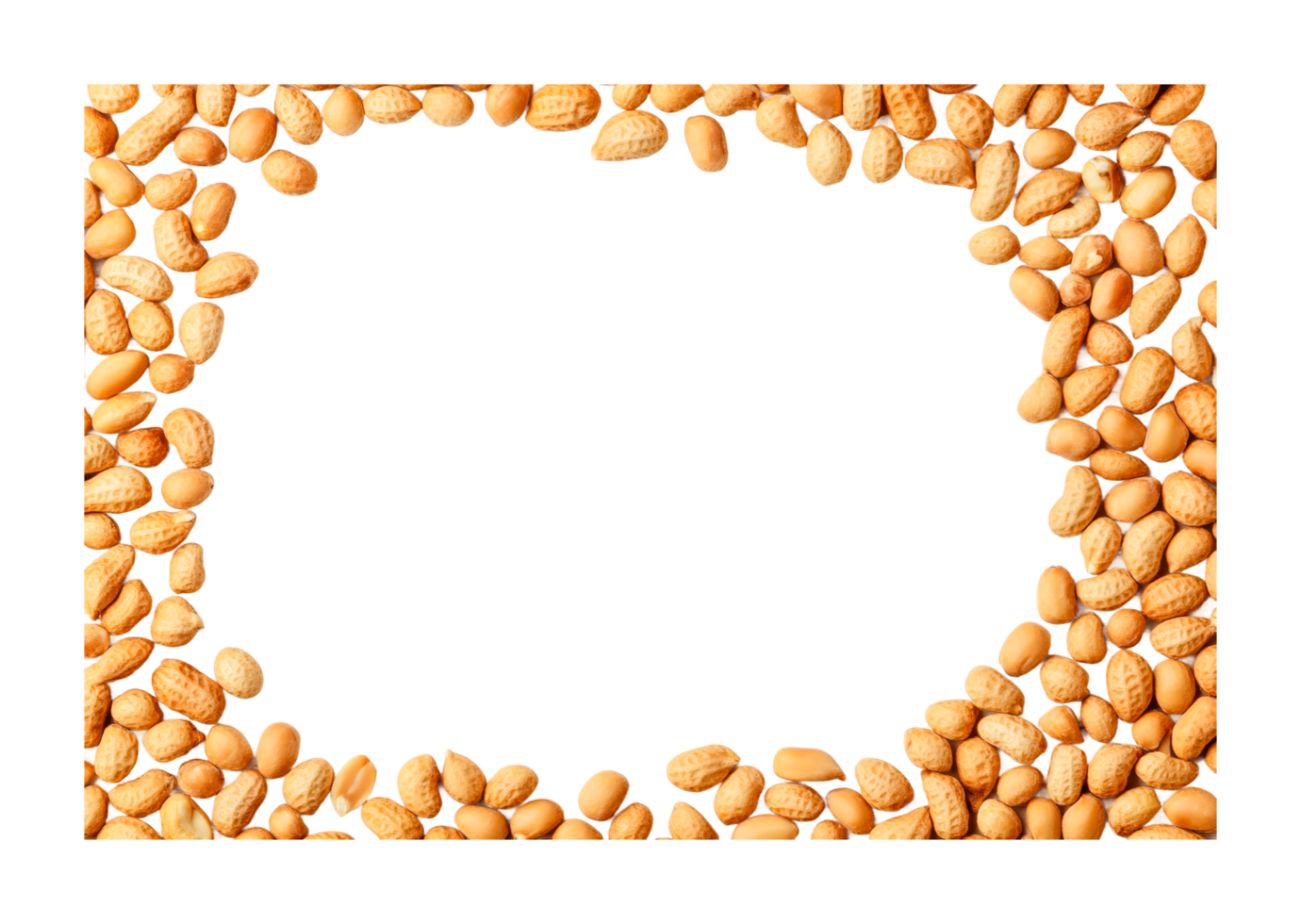 Scattered peanuts frame design with empty center, cut out png