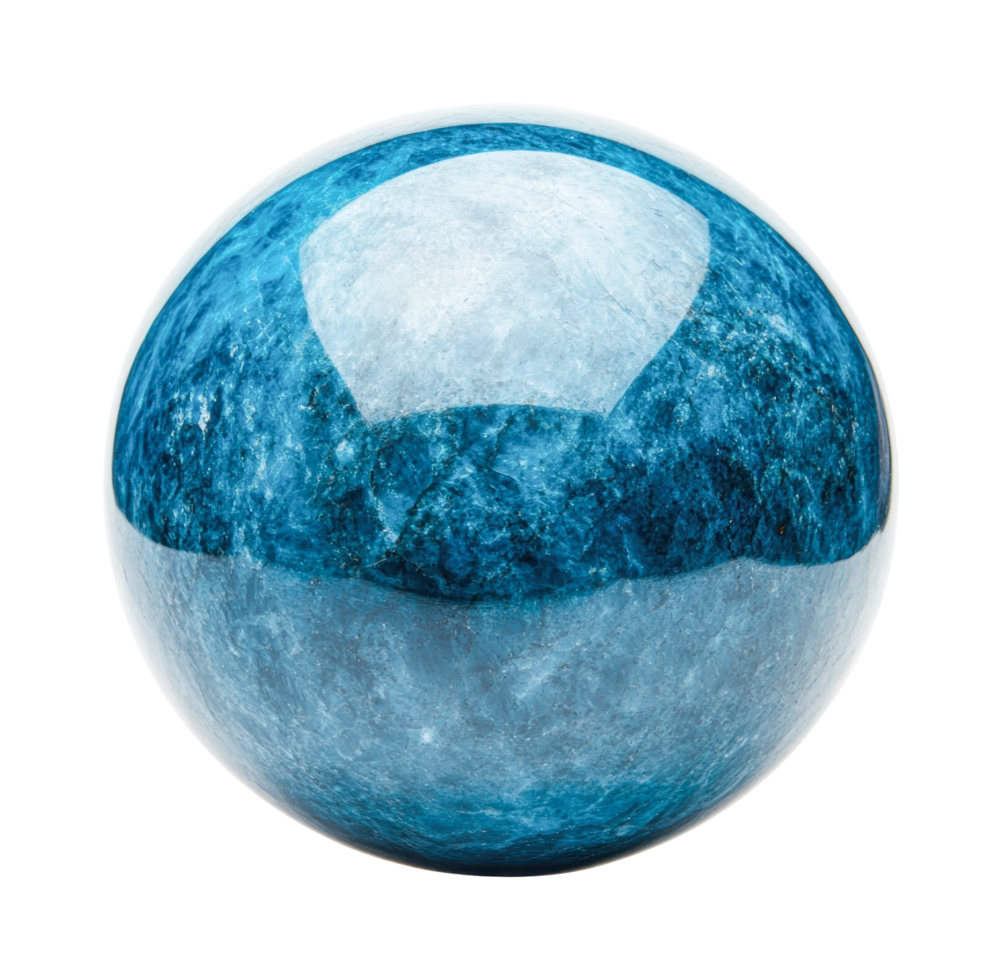 Shiny blue marble sphere reflecting light, cut out png