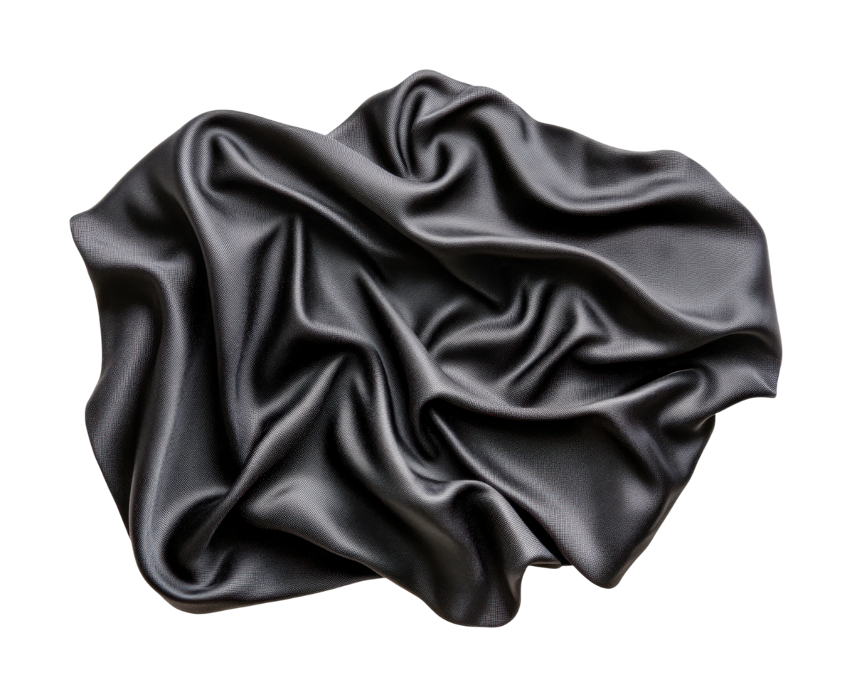 Luxurious draped silk fabric with elegant folds, cut out png