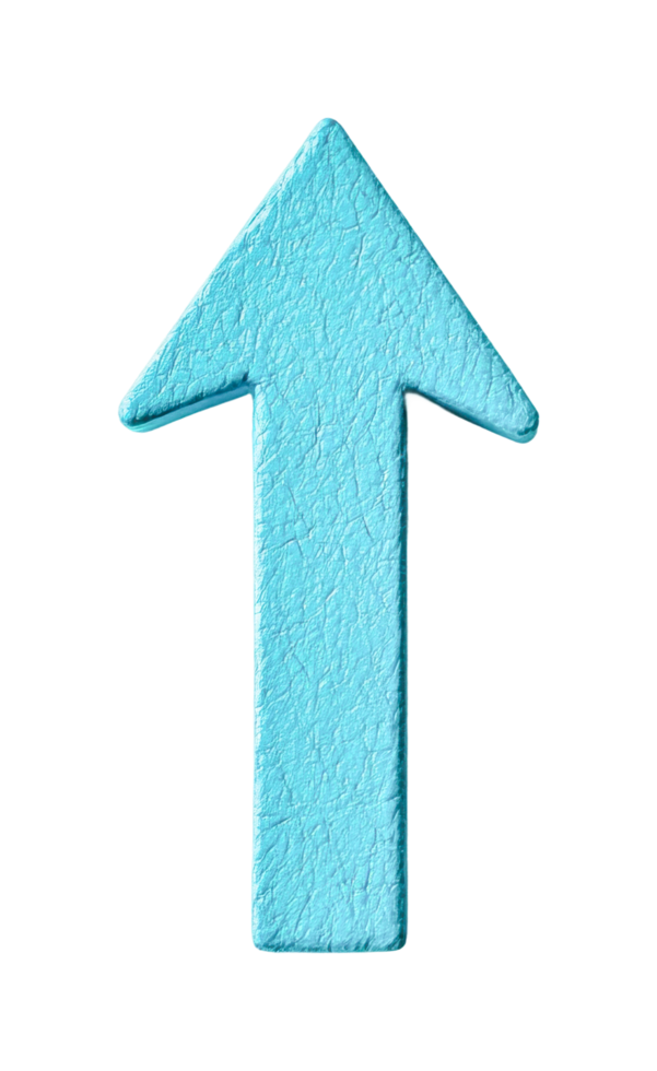 Textured blue upward pointing arrow symbol on plain background, cut out png
