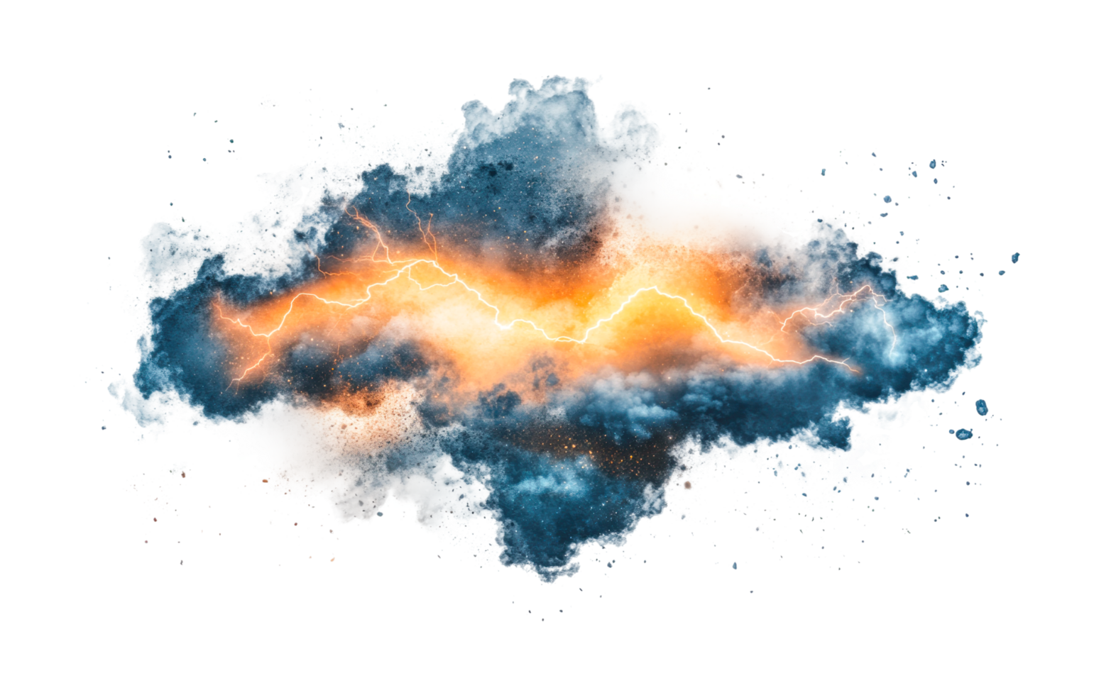 Electrifying burst of energy amidst dynamic cloud formation, cut out png
