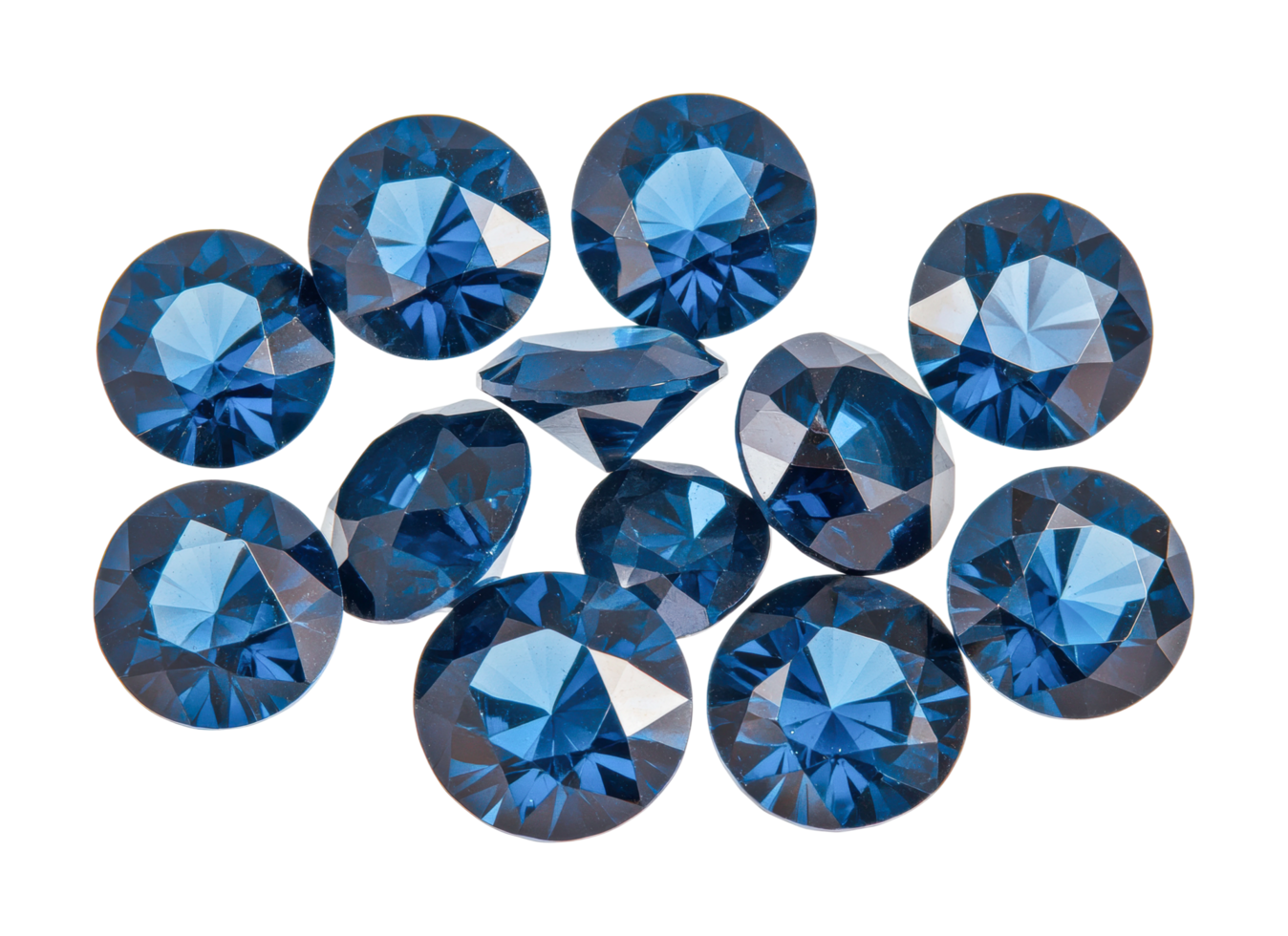 Sparkling blue gemstones arranged in a decorative pattern, cut out png