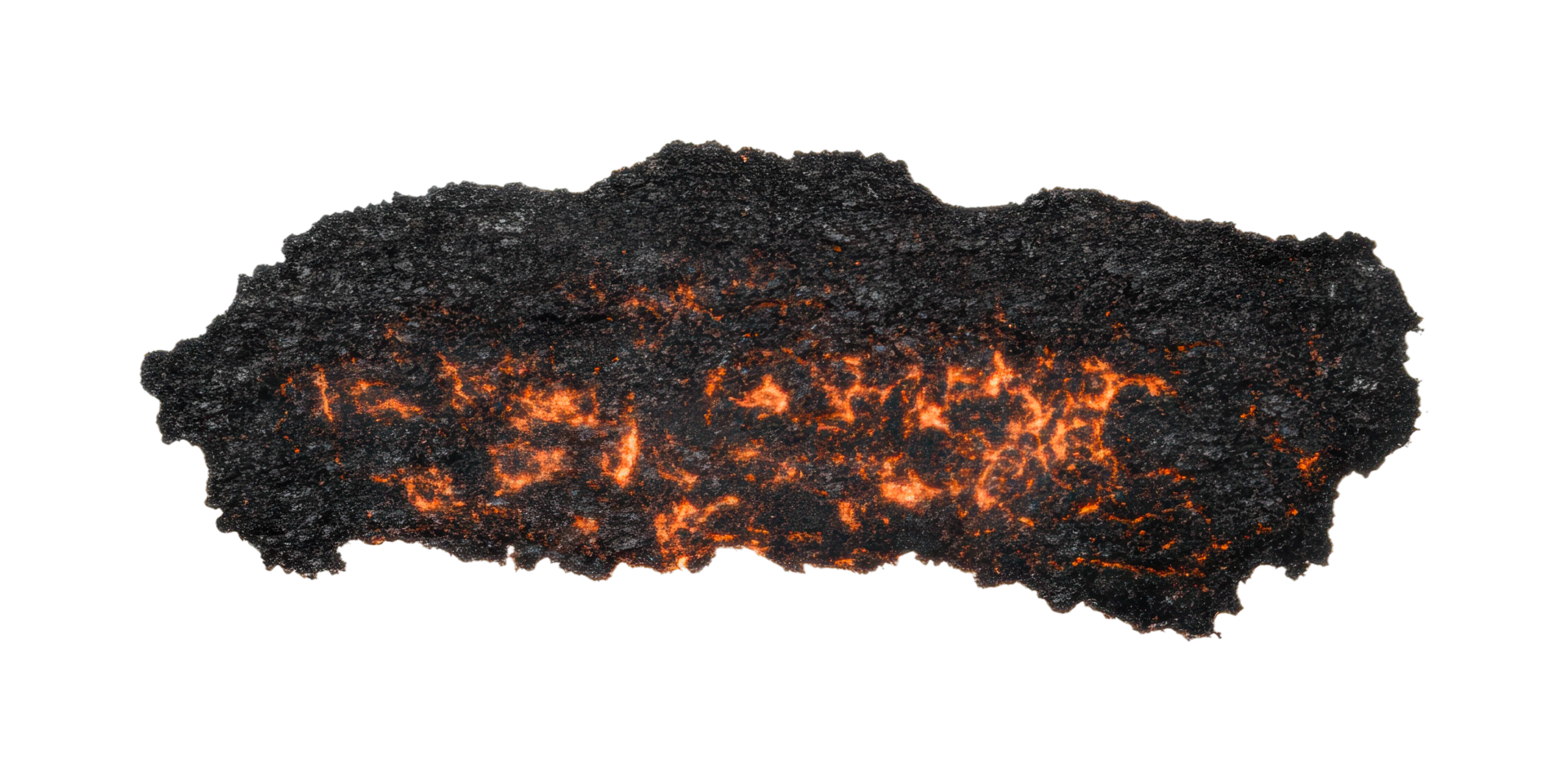 Molten lava close-up igniting bright fiery textures and colors, cut out png