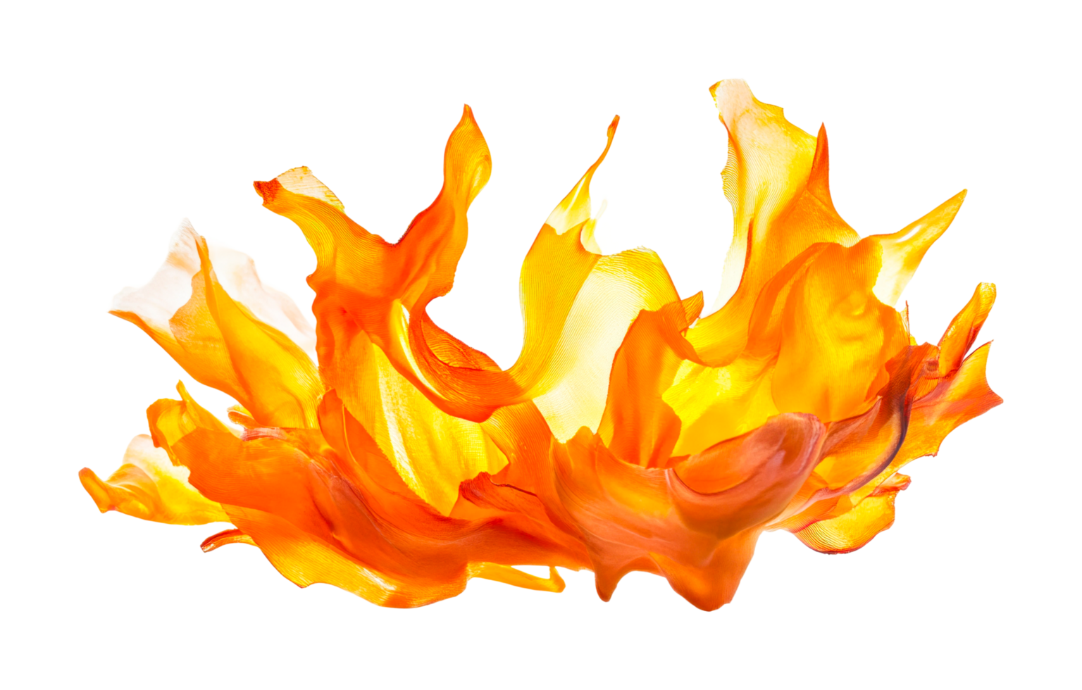 Vivid abstract flame-like pattern with dynamic flowing shapes, cut out png