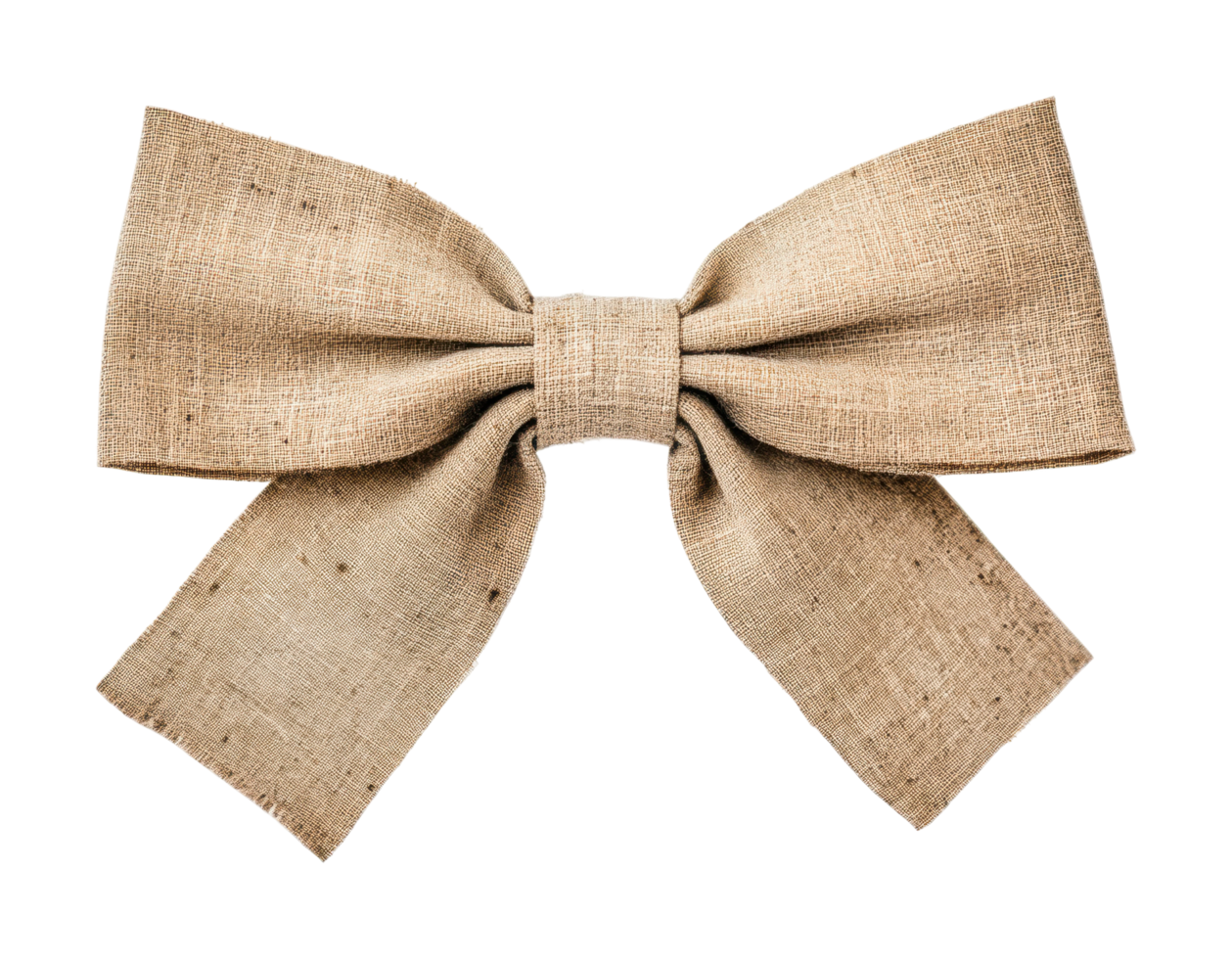 Rustic burlap bow with natural texture and elegance, cut out png