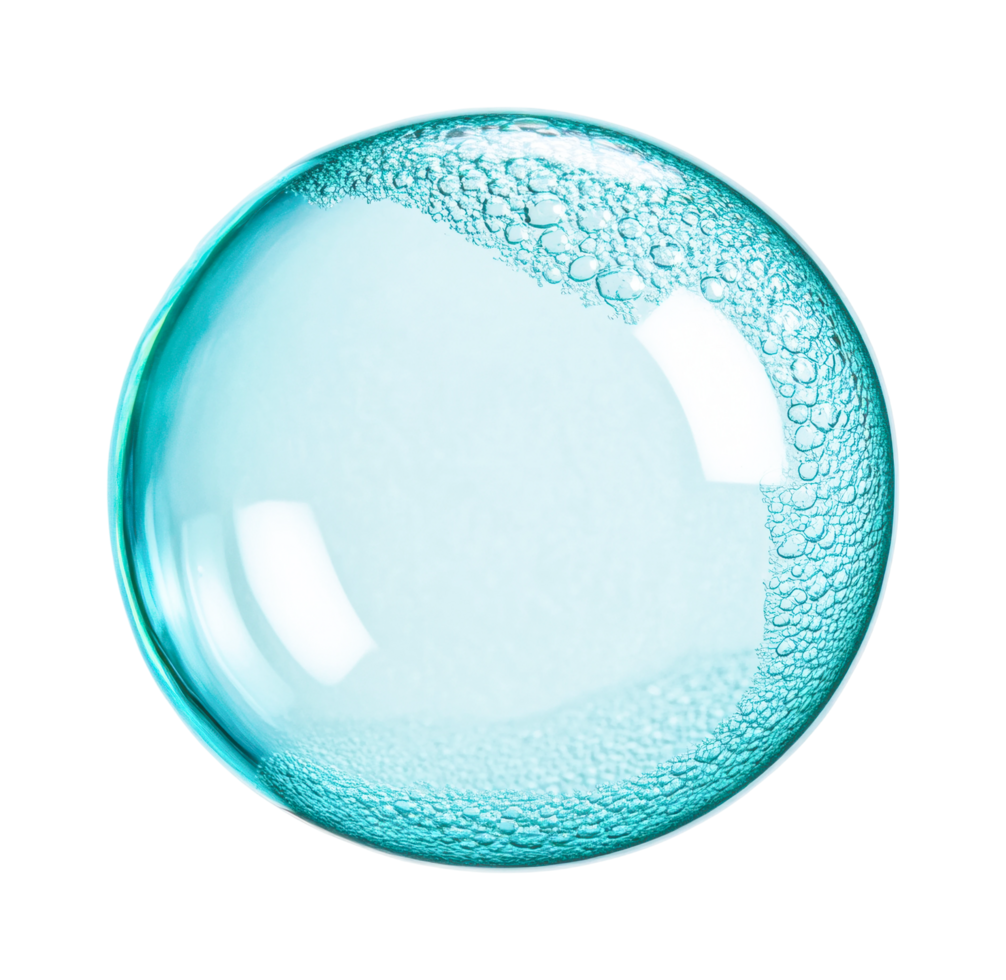 Transparent soap bubble with light reflections and patterns, cut out png