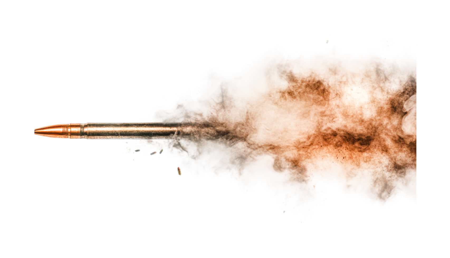 Bullet breaking through smoke in a dynamic action scene, cut out png