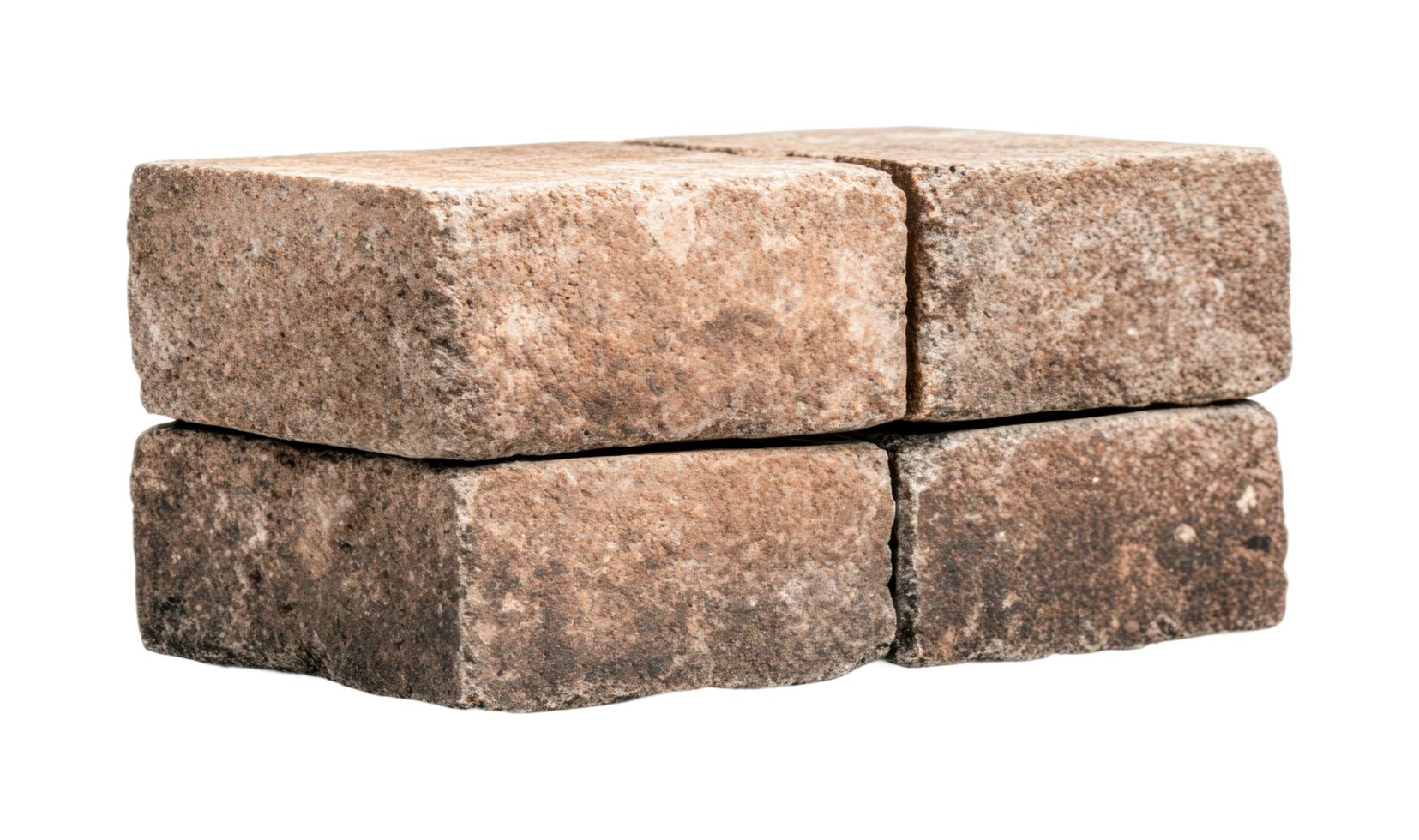 Stacked textured brown bricks for construction and landscaping, cut out png