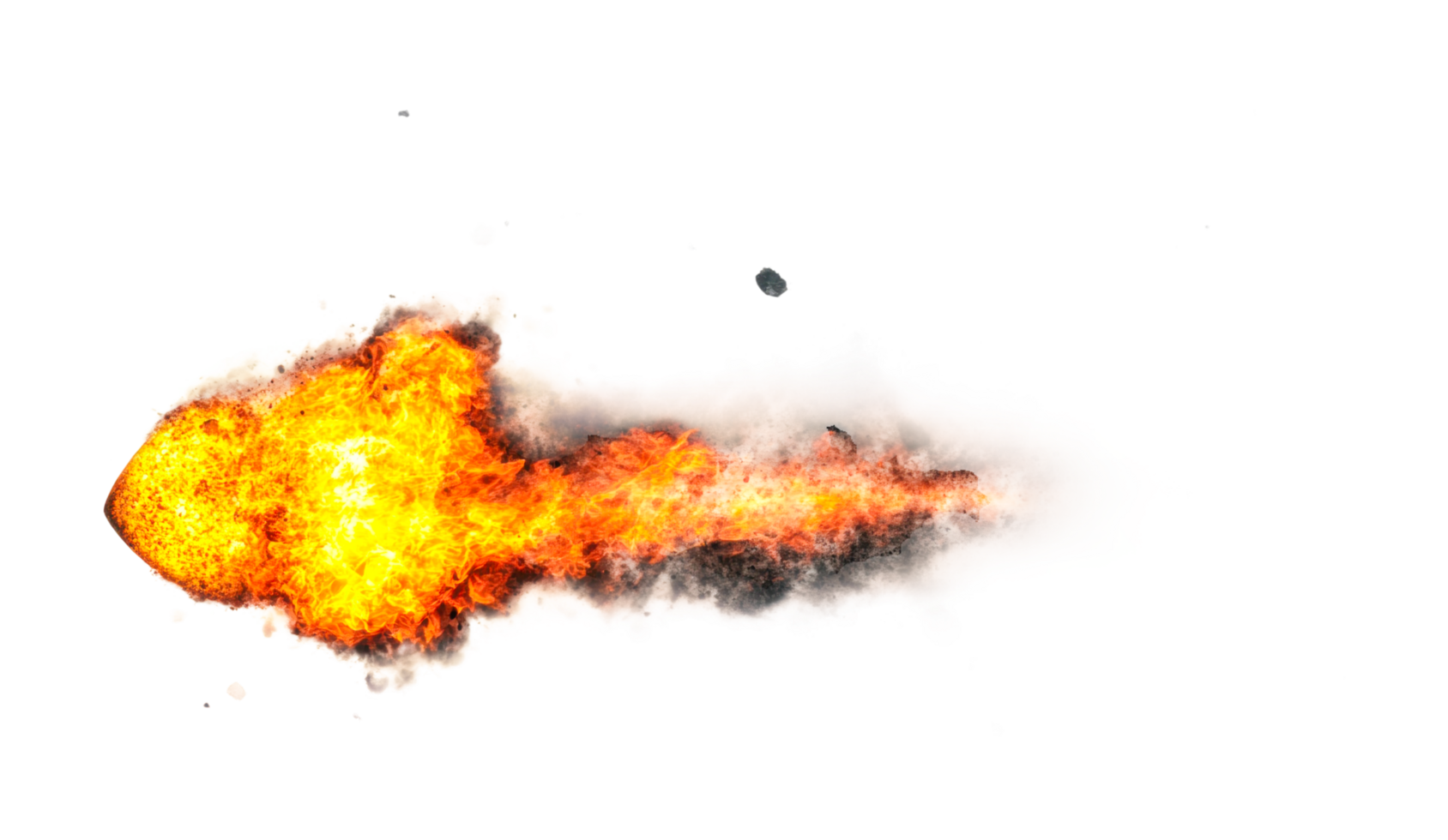Intense fire explosion with bright flames and smoke, cut out png