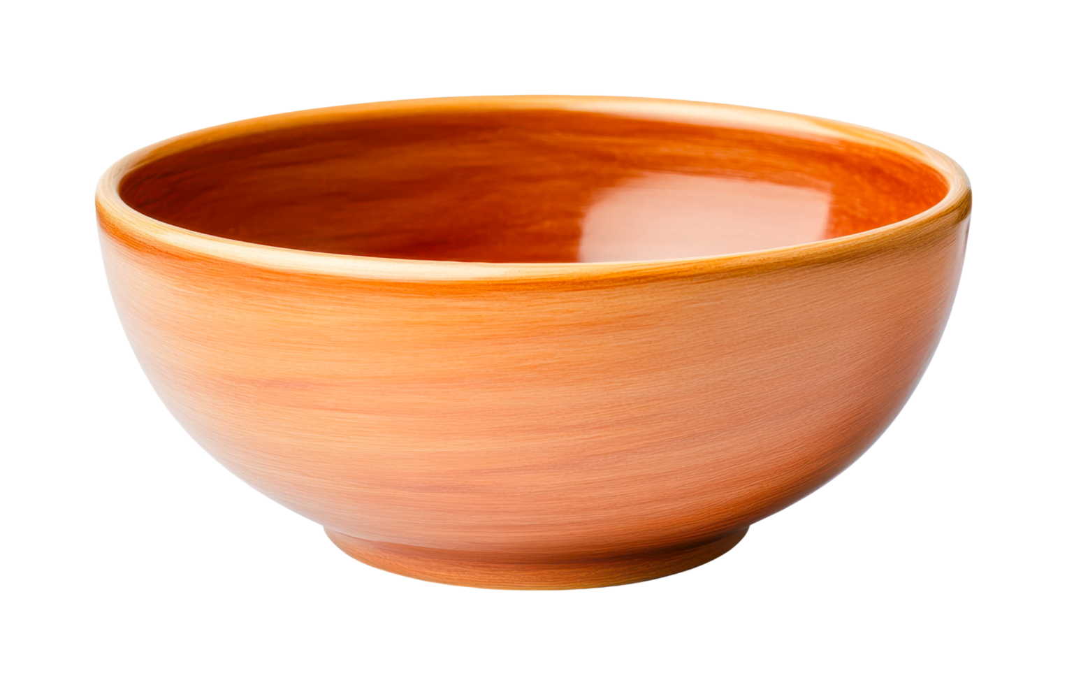 Wooden bowl with smooth surface and rich grain detail, cut out png