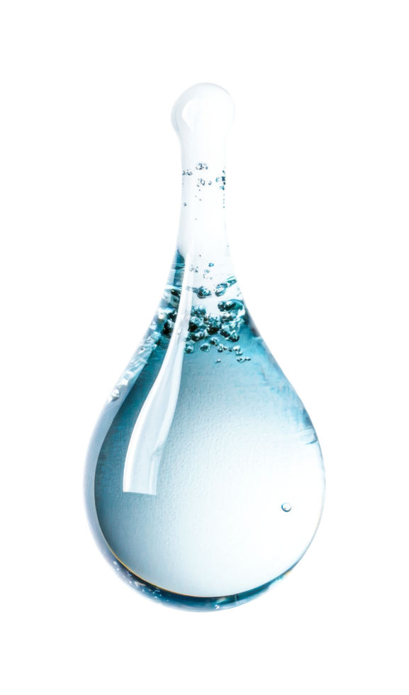 Water droplet with air bubbles in suspended animation, cut out png