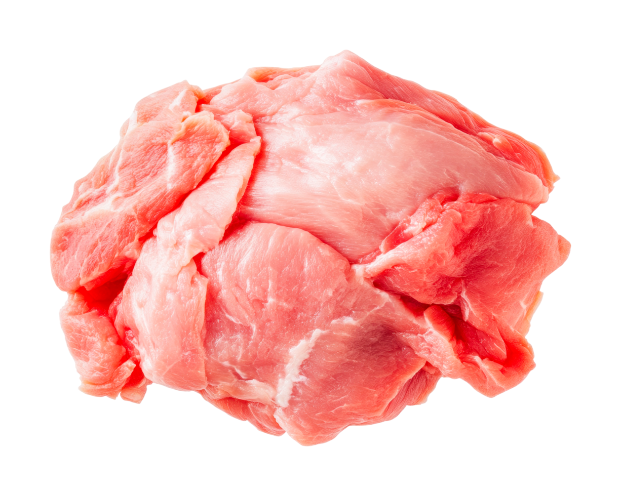 Fresh raw pork meat on display, cut out png