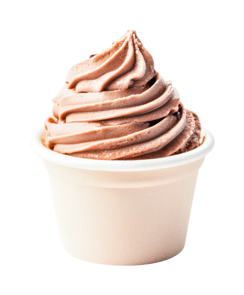 Creamy chocolate soft serve in a cup, cut out png
