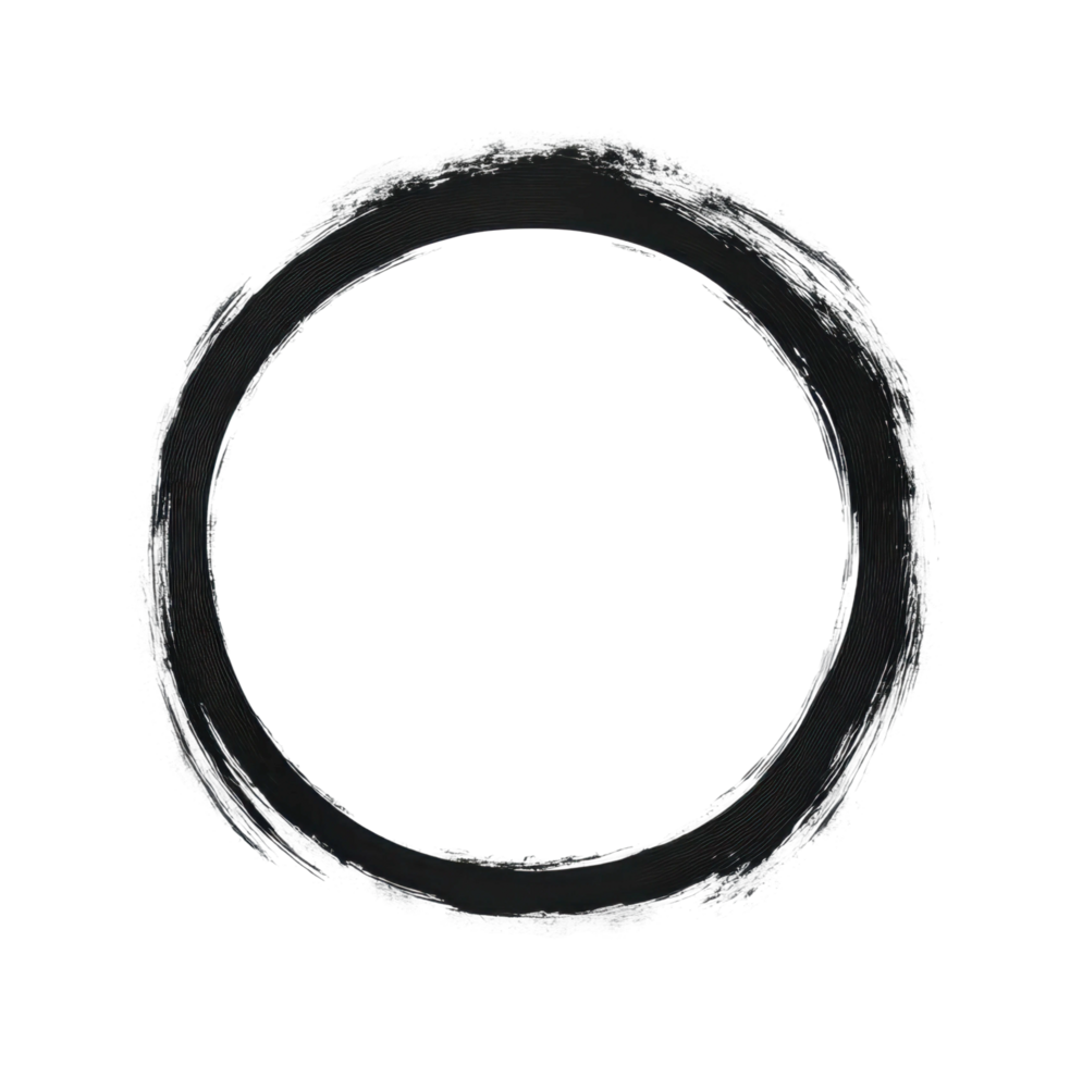 Zen enso circle artwork depicting simplicity and balance, cut out png