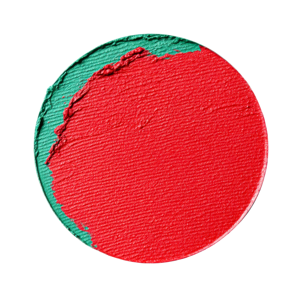 Red and green textured circle with rough edge design, cut out png