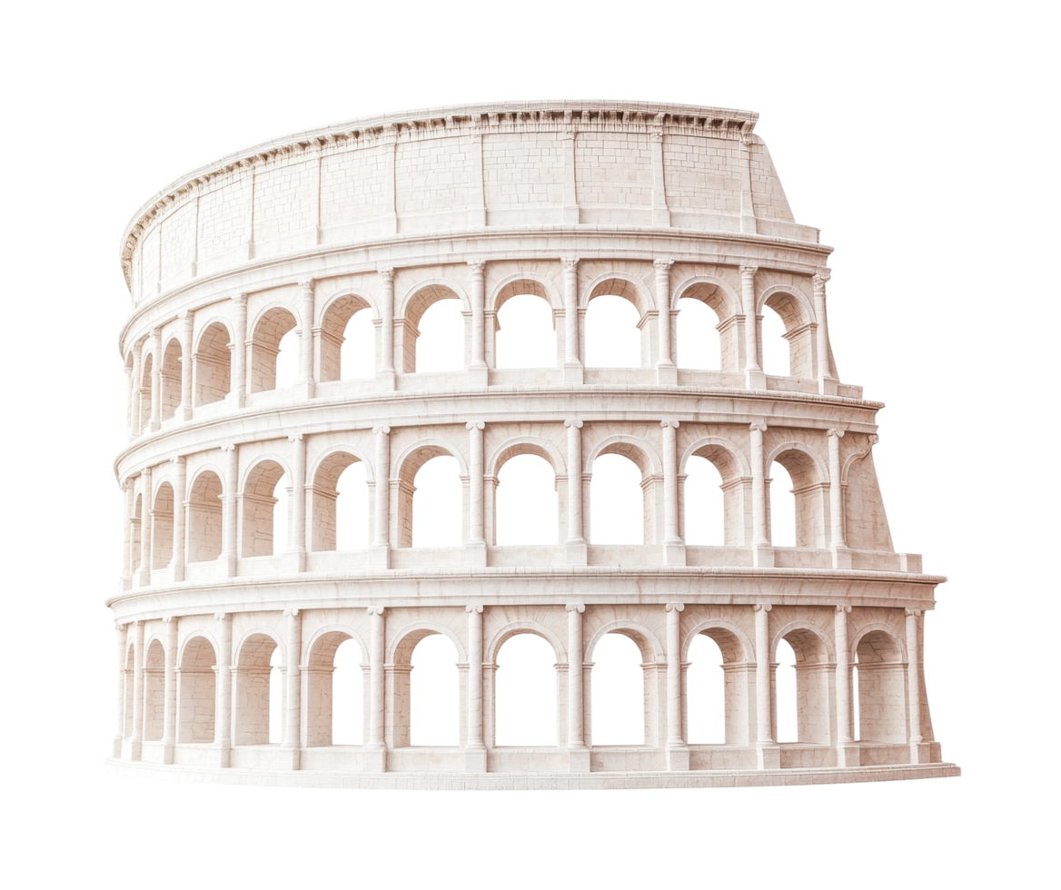 Majestic ancient roman colosseum architecture icon, cut out png
