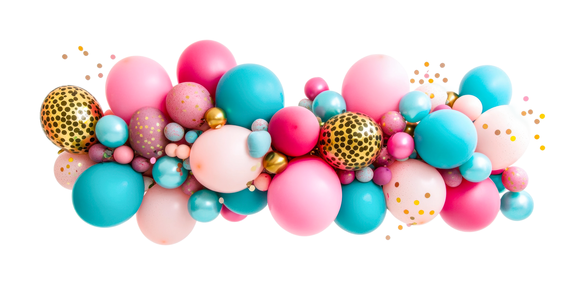 Colorful assorted balloons cluster with patterns and designs, cut out png