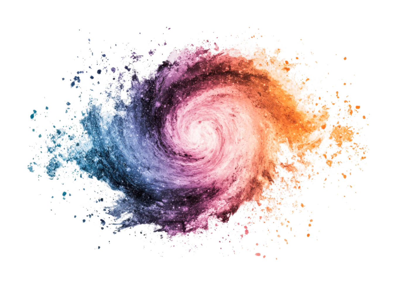 Colorful galactic swirl with cosmic explosion effect, cut out png