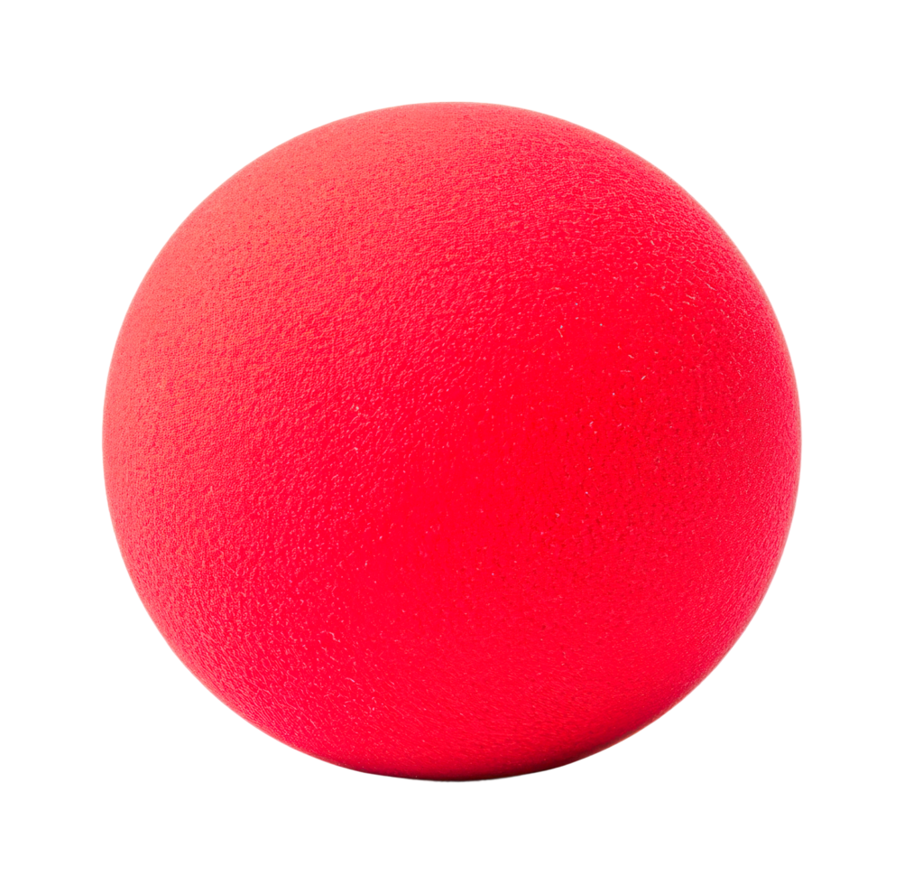 Vibrant red foam ball on solid background, cut out png