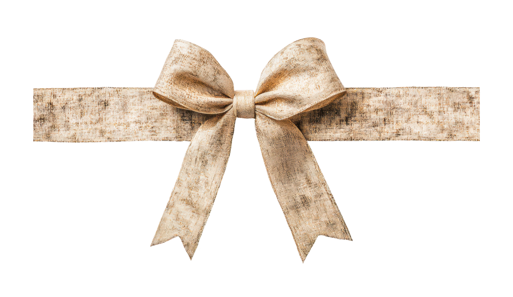 Elegant burlap bow with tails on rustic ribbon, cut out png