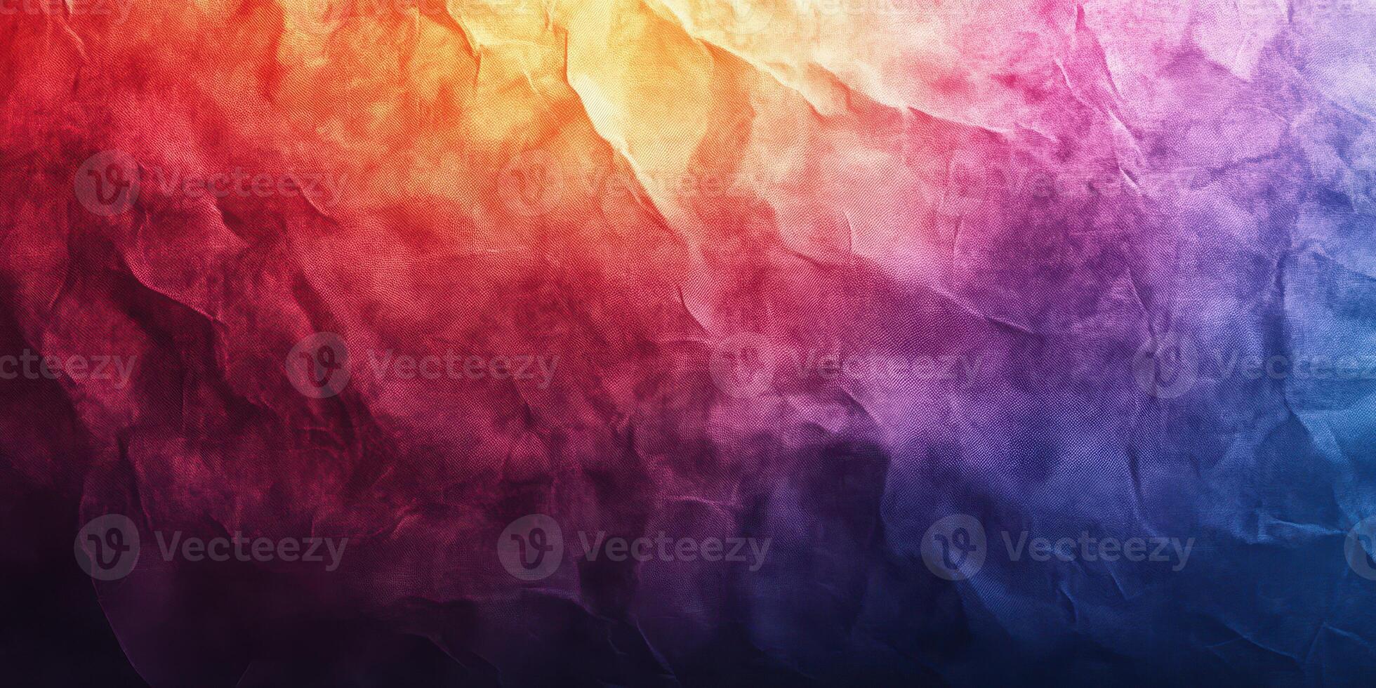 Vibrant abstract texture showcasing a gradient of warm and cool colors with a crumpled surface effect photo