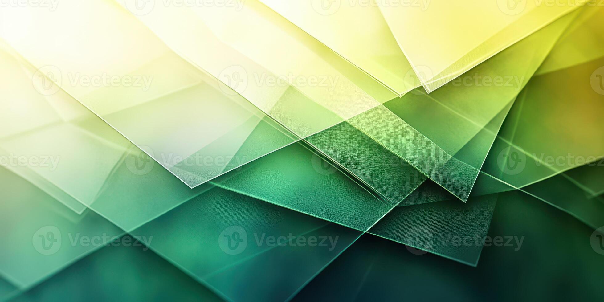 Layers of translucent textures create a vibrant interplay of green and yellow hues in a modern abstract design photo
