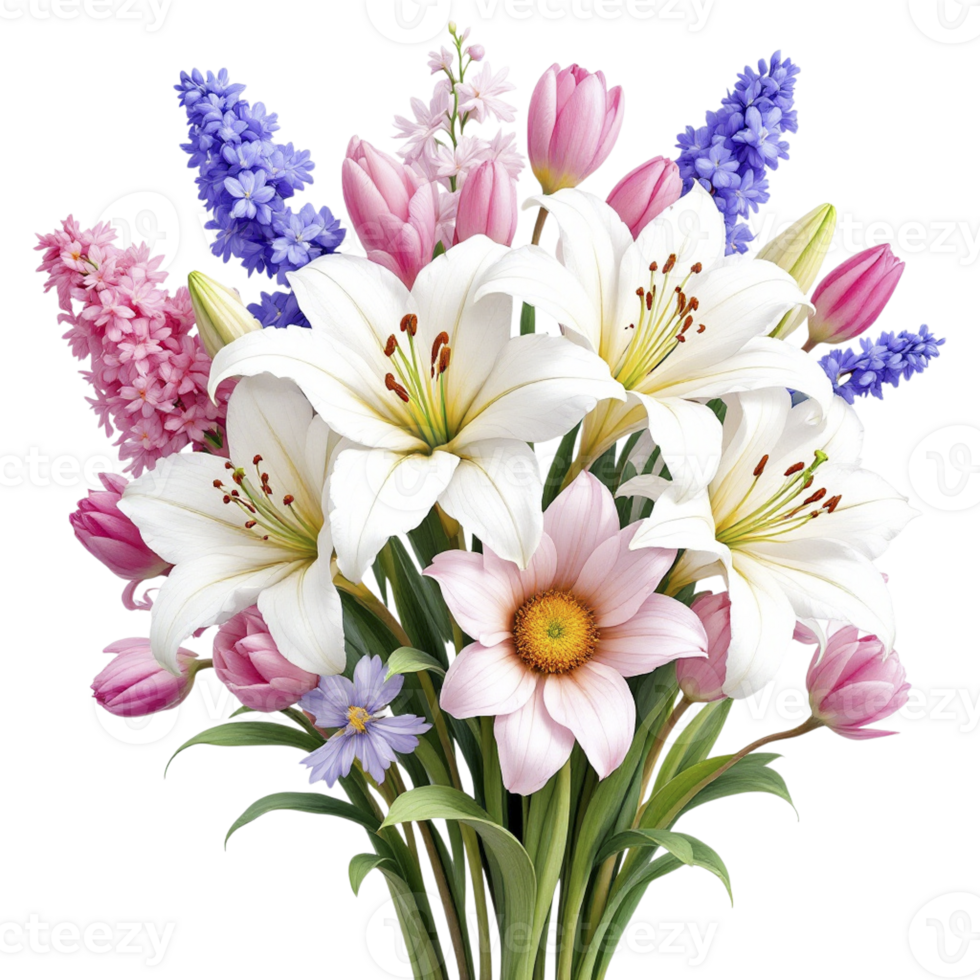 A bouquet of flowers is shown in this image png