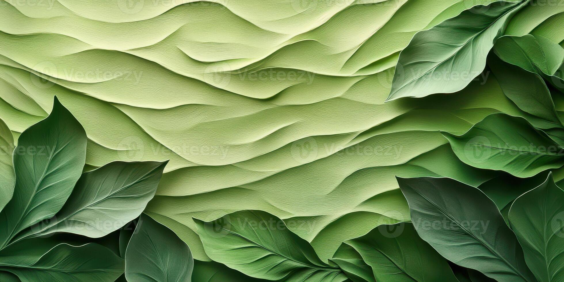Abstract green texture with layered patterns and vibrant leaves creating a natural background photo