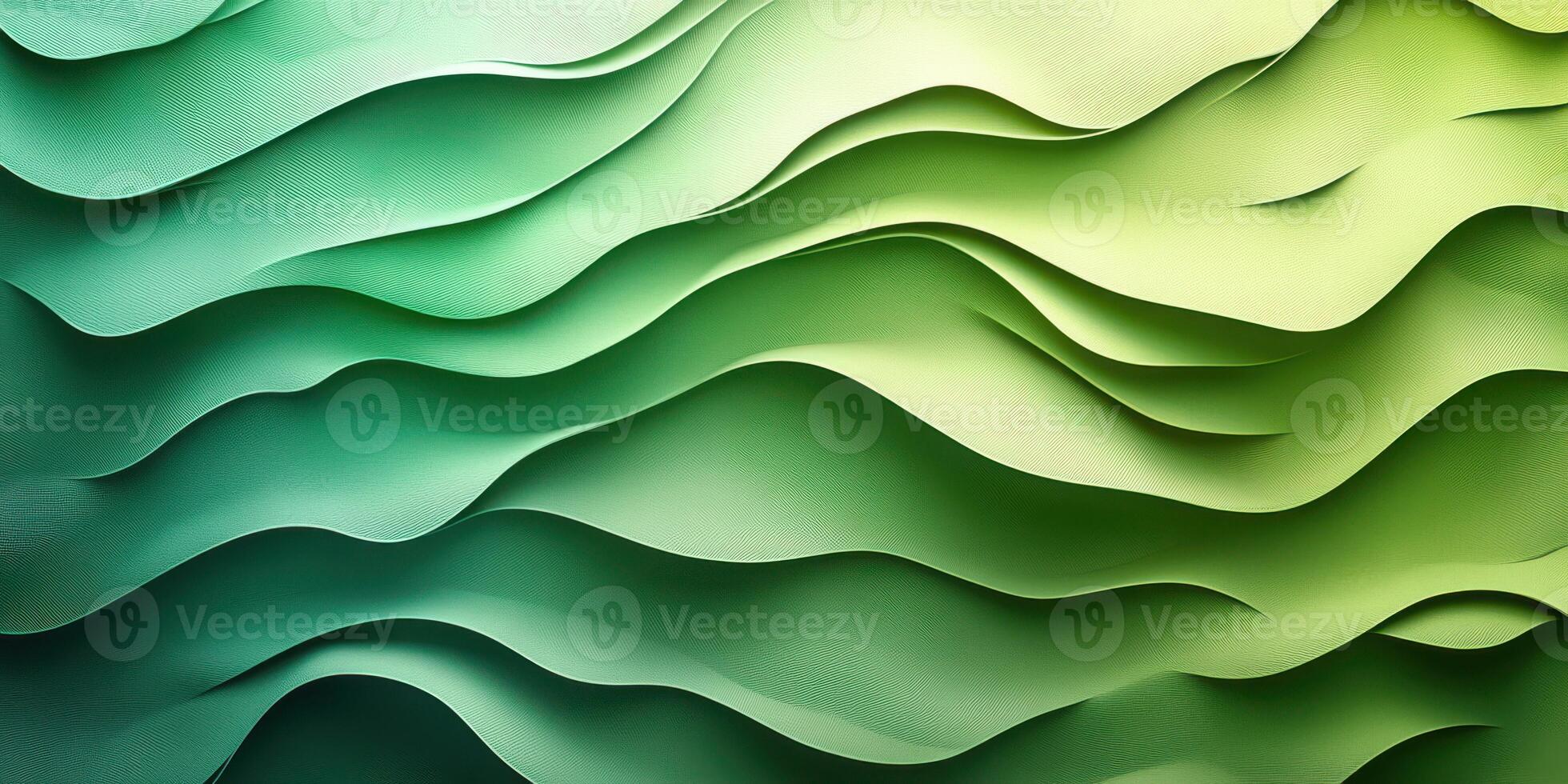 Waves of green and yellow create a dynamic abstract design ideal for backgrounds or artistic projects photo