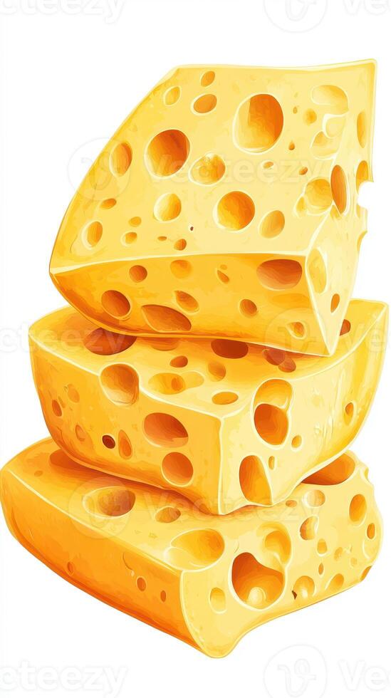 Cheese blocks stacked in a vibrant arrangement showcasing texture and color photo