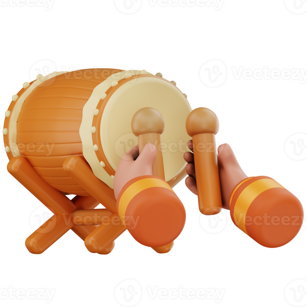 Beating Bedug Drum 3D Icon Illustration png