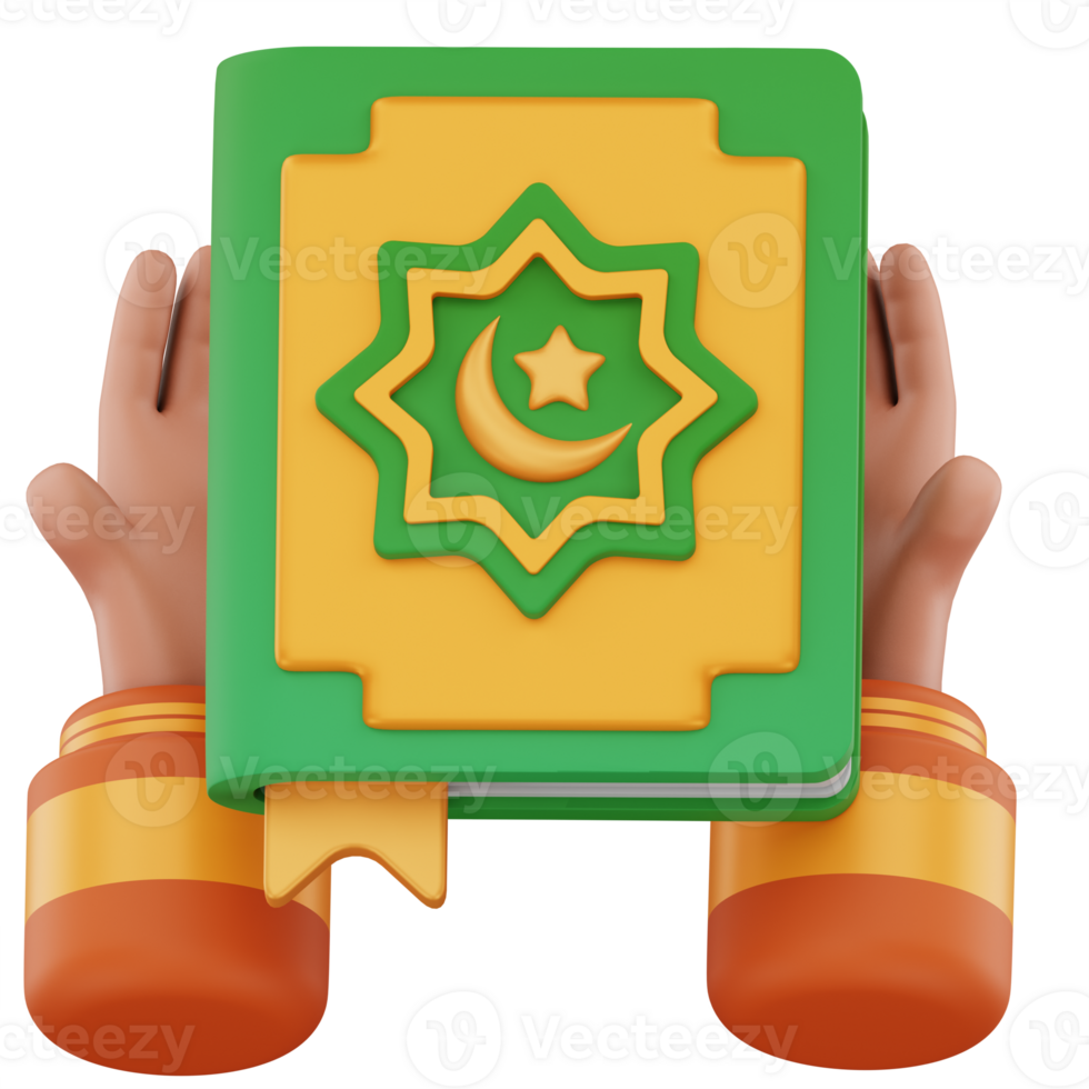 Holding Al-Quran 3D Icon Illustration png
