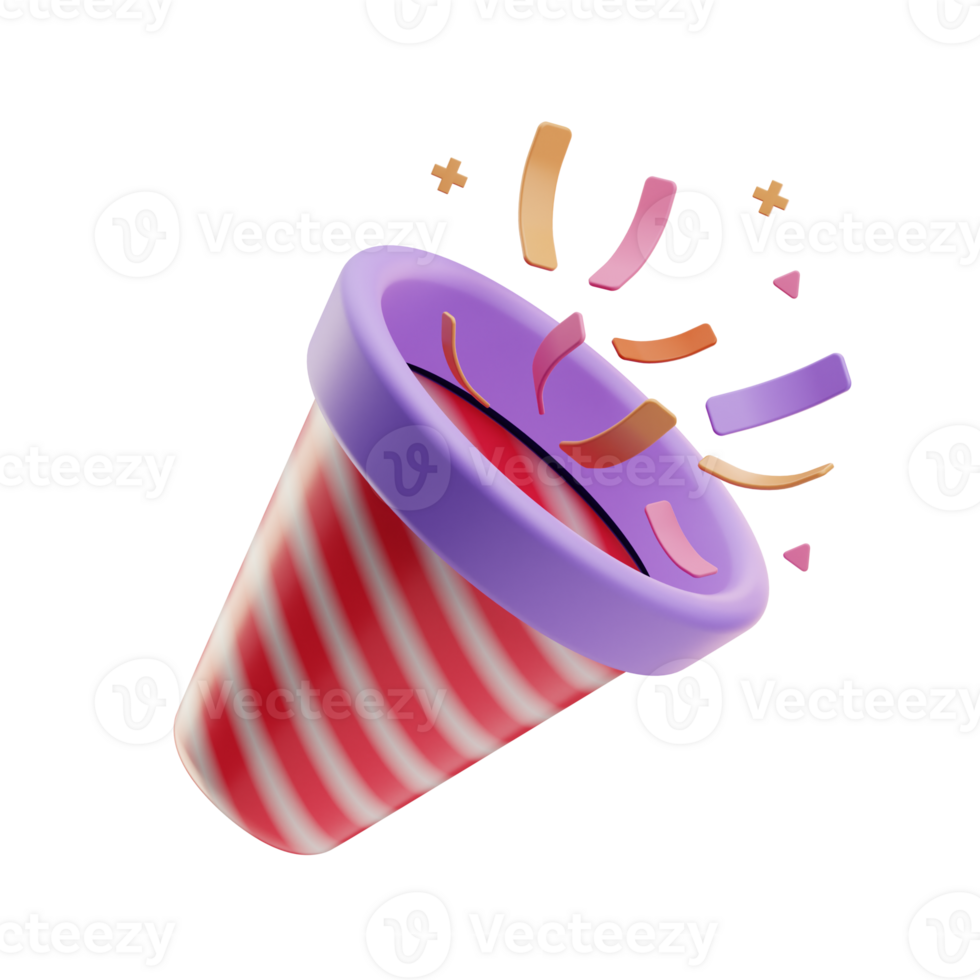 Confetti Poppers Birthday Party illustration 3D png