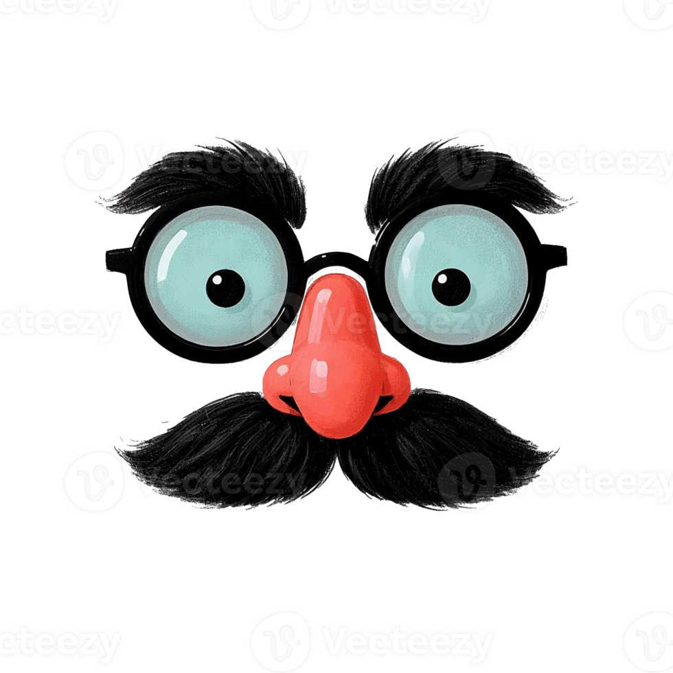 Goofy April Fools Character With Glasses Mustache Isolated png