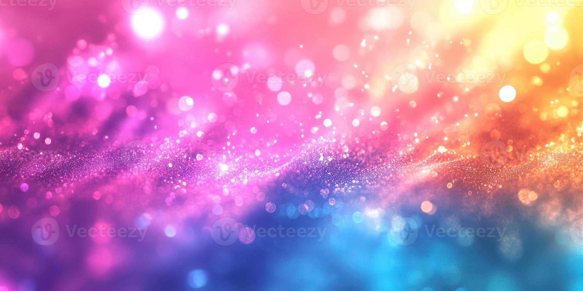 Bright and colorful abstract background with light particles creating a dreamy atmosphere at dusk photo