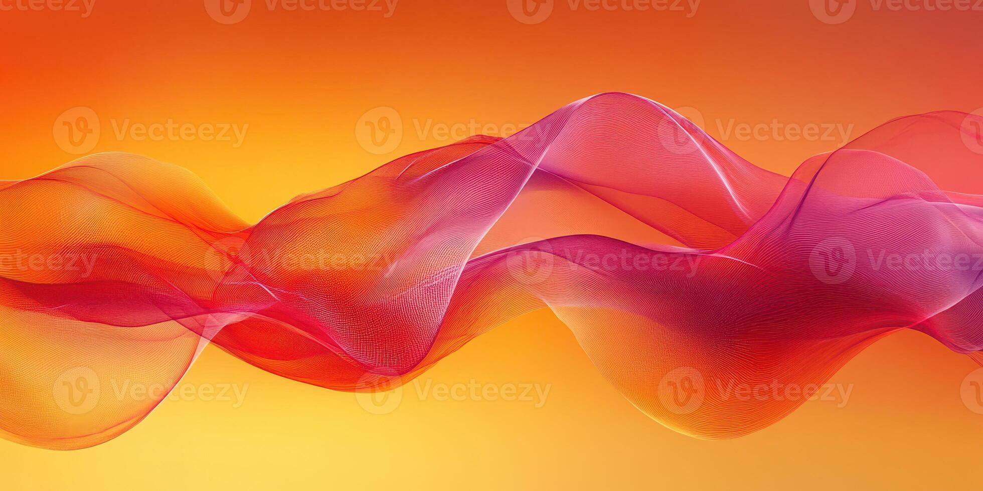 Colorful flowing fabric creates an abstract wave pattern in warm tones of orange and pink photo
