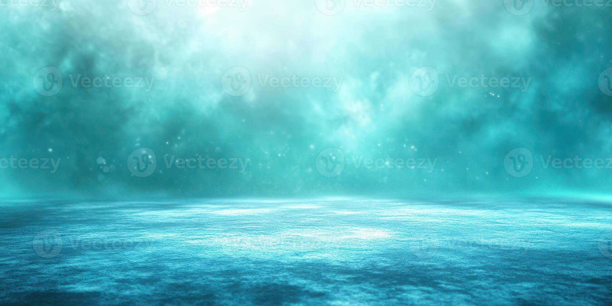 Ethereal blue mist envelops a serene landscape at twilight, creating a mystical atmosphere filled with tranquility and wonder photo