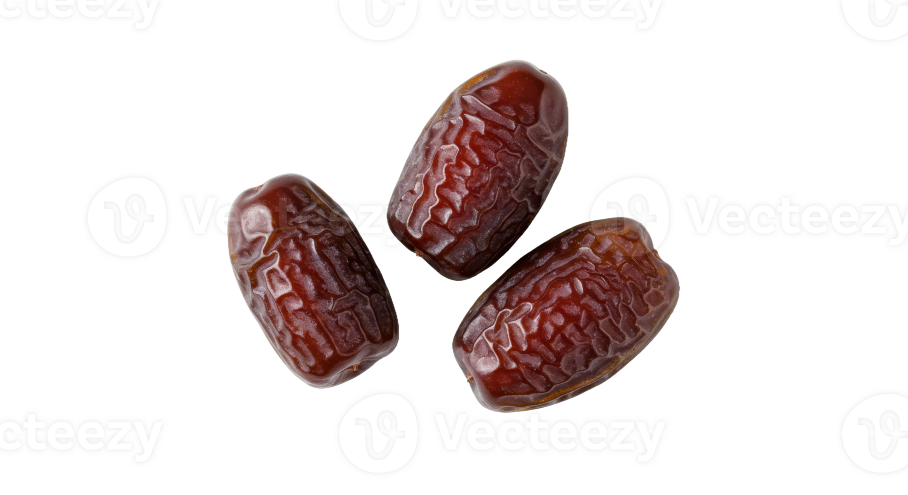 3 glossy dates with intricate patterns ideal for enhancing ramadan themed designs and culinary artistry png