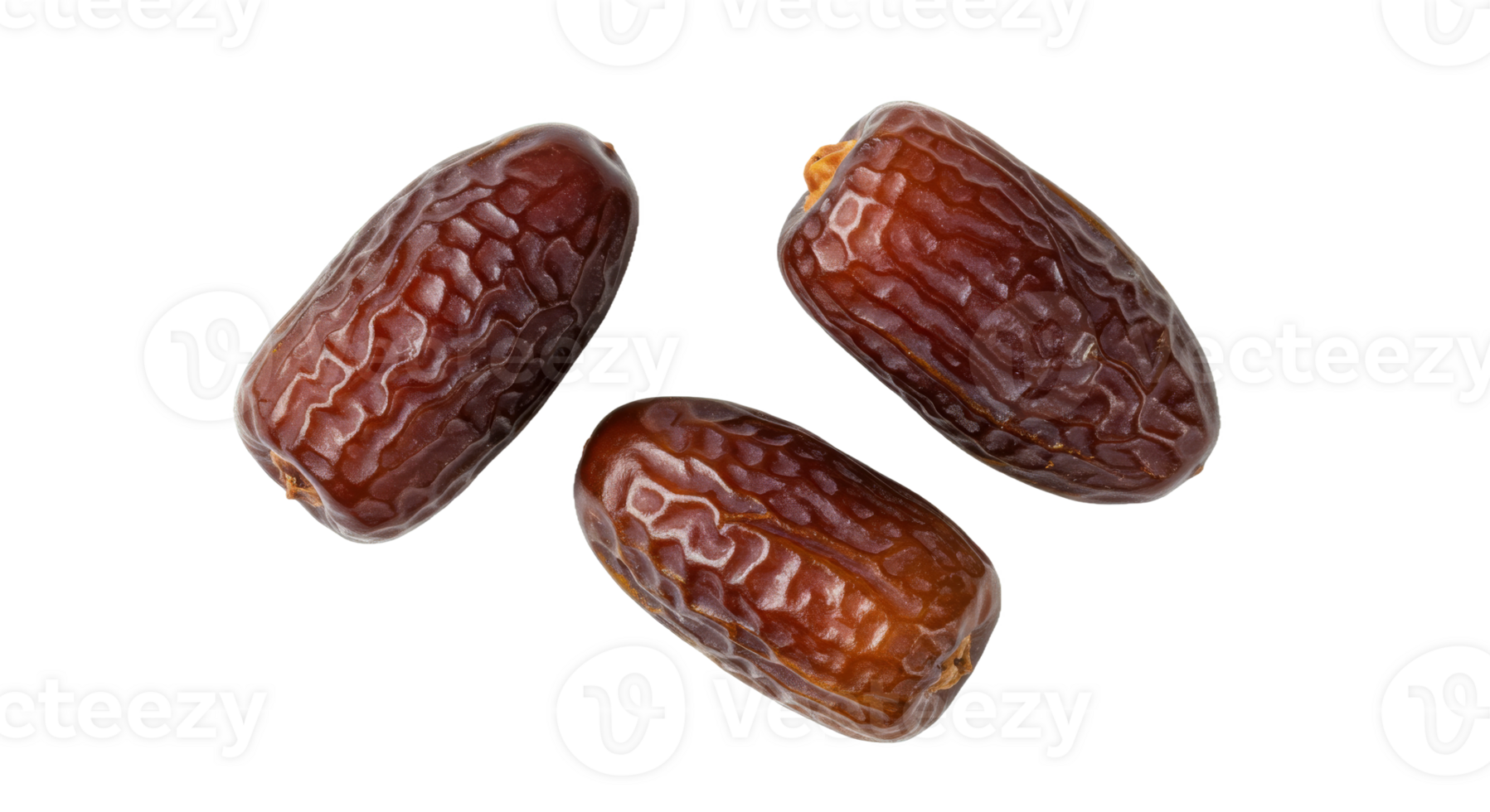 3 fresh ripe dates on transparent background ideal for ramadan designs and culinary uses enhancing visual appeal in recipes and decorations png