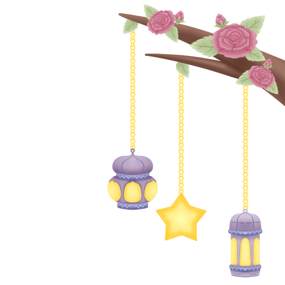 Islamic TreeTwo Lanterns One Star png