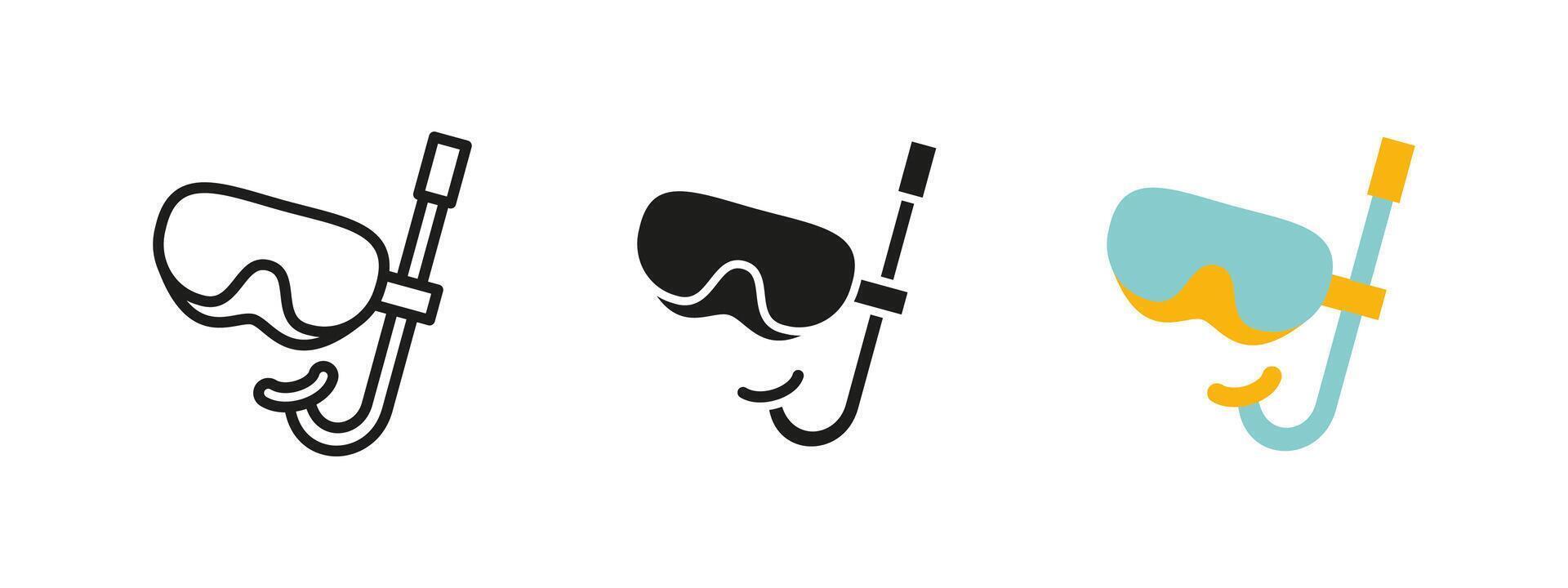 Snorkel icon. Diving mask with breathing tube illustration. Essential underwater equipment for swimming, scuba and ocean exploration. Ideal for tourism, adventure and marine activities. vector