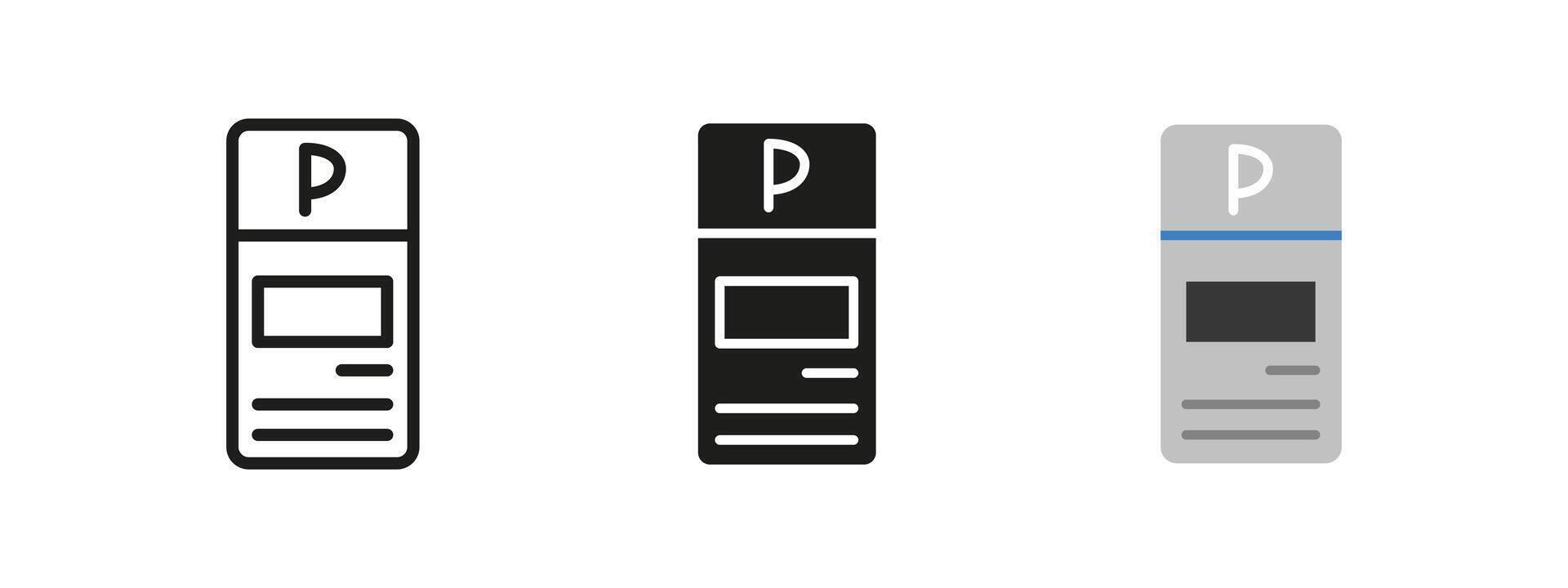 Parking meter icon. Digital payment machine illustration. Device for ticketing and fee collection in urban car parking spaces. Public transport infrastructure and roadside convenience. vector