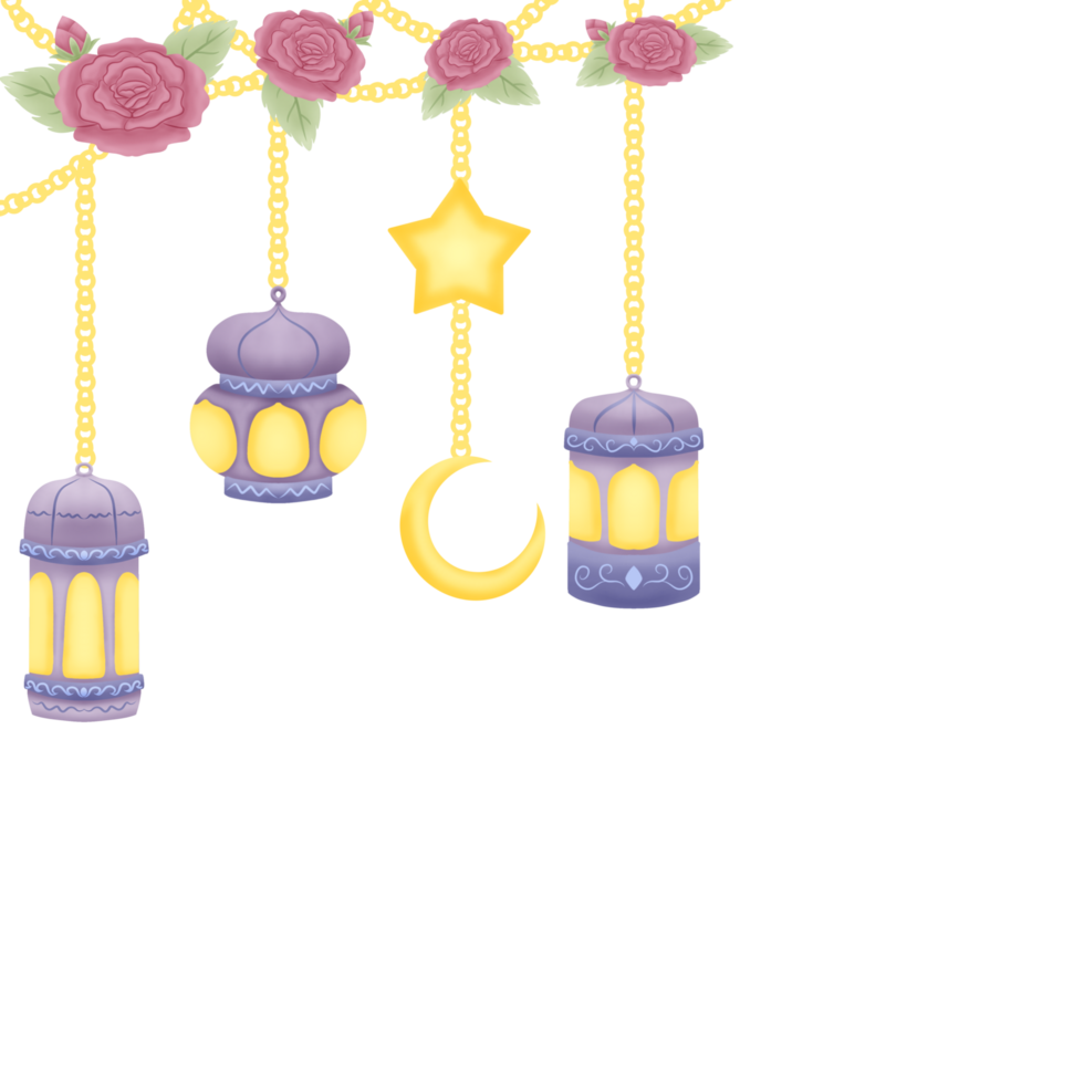 Islamic Three Lanterns Moon Star png
