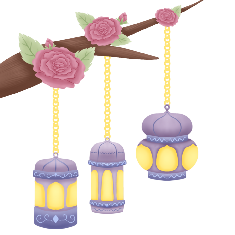 Islamic Three Lanterns Floral png