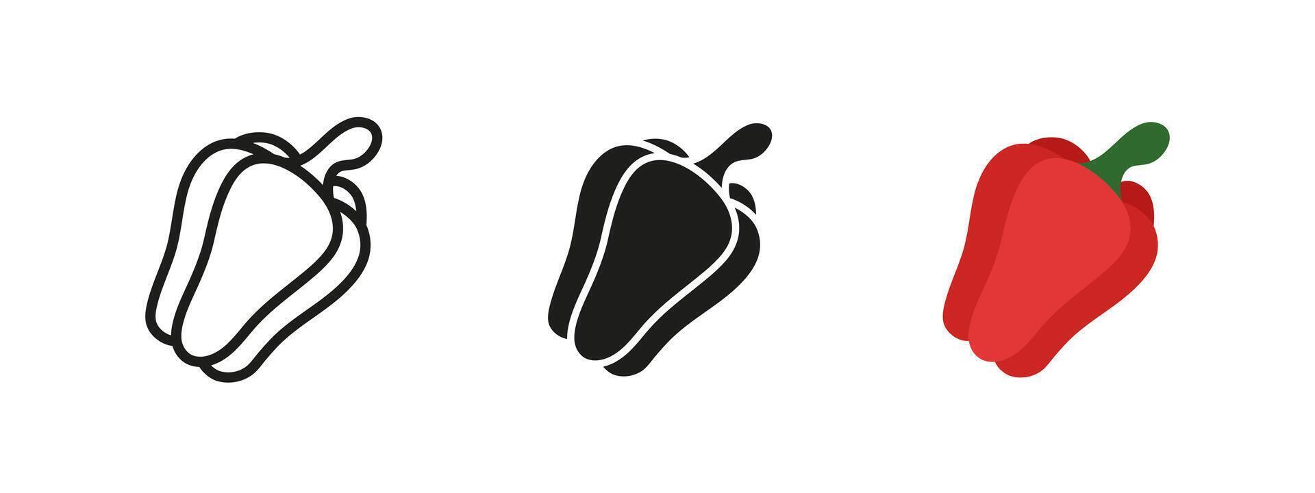 Pepper icon. Fresh red bell pepper illustration. Healthy vegetable symbol. Nutritious and organic farm product pictogram. Essential ingredient for cooking and diet concept. vector