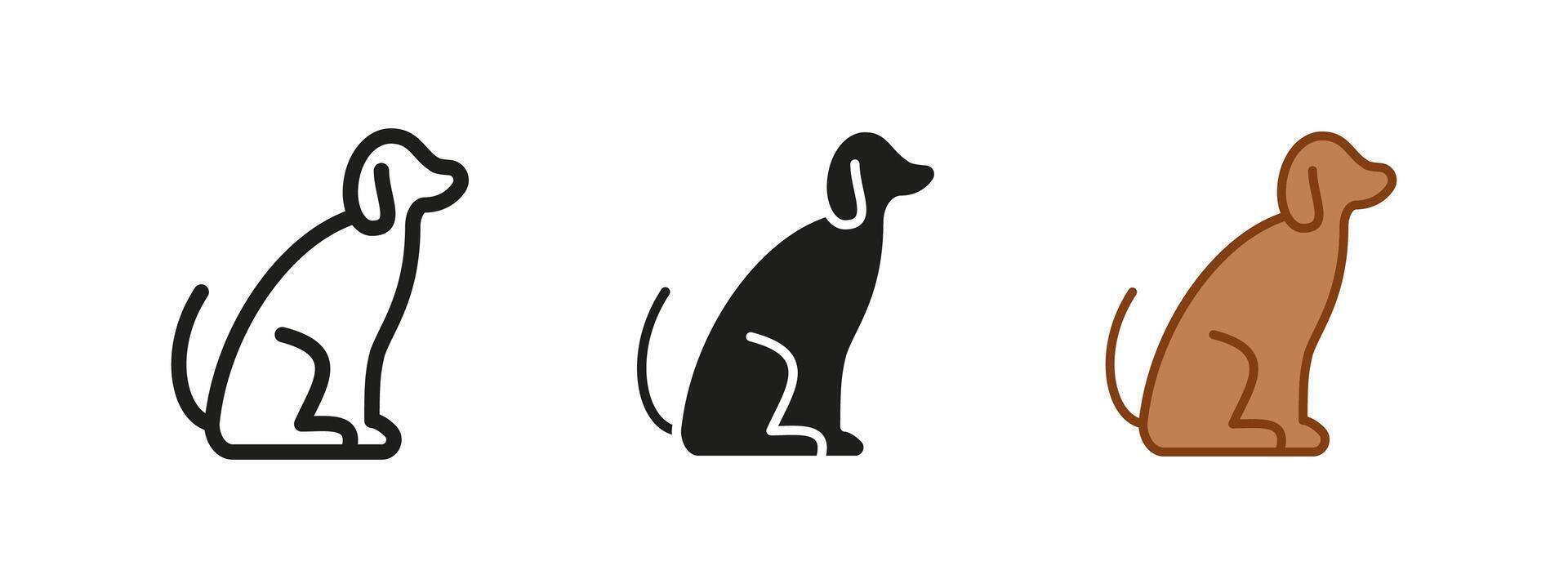 Dog icon. Sitting canine illustration. A loyal and friendly pet symbol representing domestic animals, obedience and companionship. Suitable for pet-related designs, logos and branding. vector