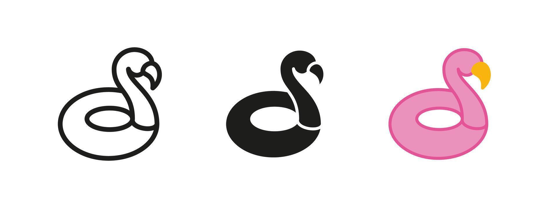 Flamingo float icon. Inflatable pool ring illustration. A trendy summer symbol for beach and swimming fun. Ideal for vacation, relaxation and tropical-themed parties. vector