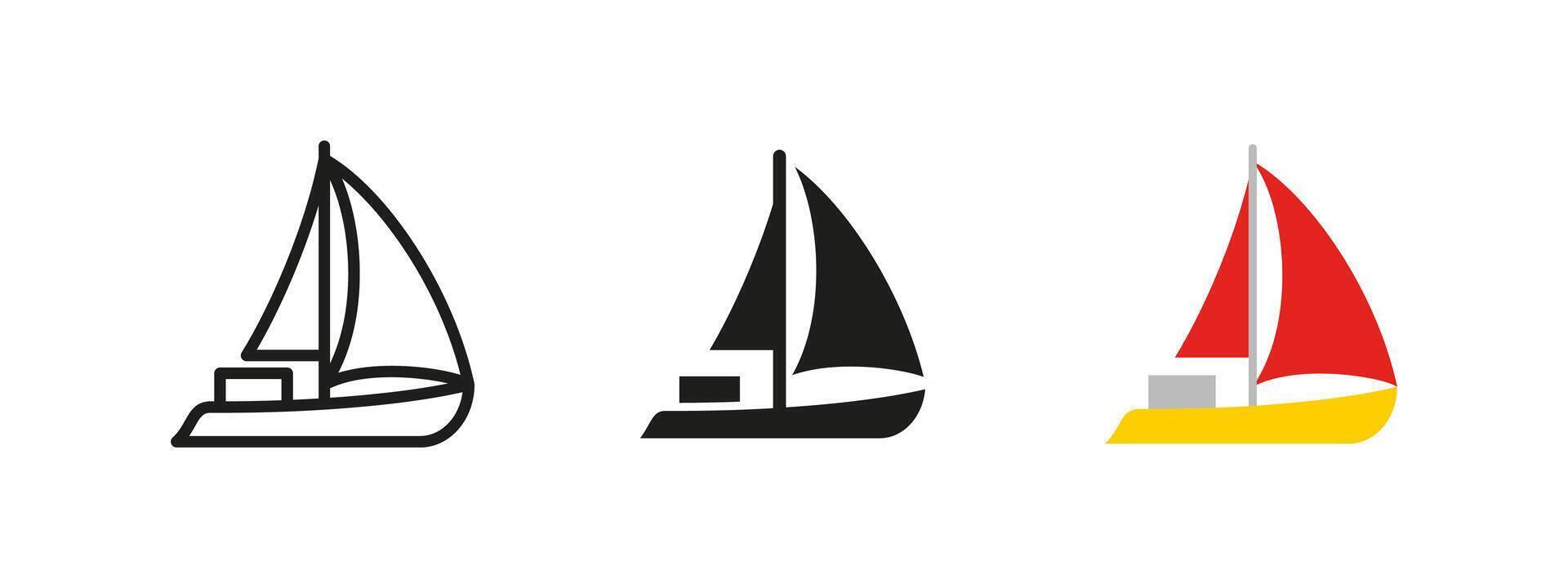 Sailboat icon. Simple yacht illustration. A sleek and minimalistic marine symbol representing sailing, ocean travel and nautical adventures for leisure and recreation. vector